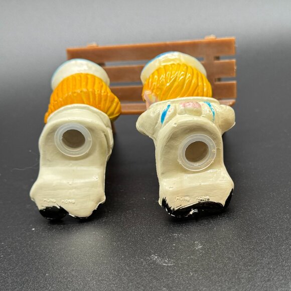Vintage Salt and Pepper Shakers Sailors Girl Boy Plastic Uniform on Bench Stand - Picture 3 of 6